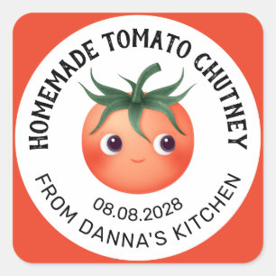Etiqueta de Salsa de Tomate Casera con tomate bebé