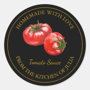 Etiqueta de salsa de tomate casera de oro Negro