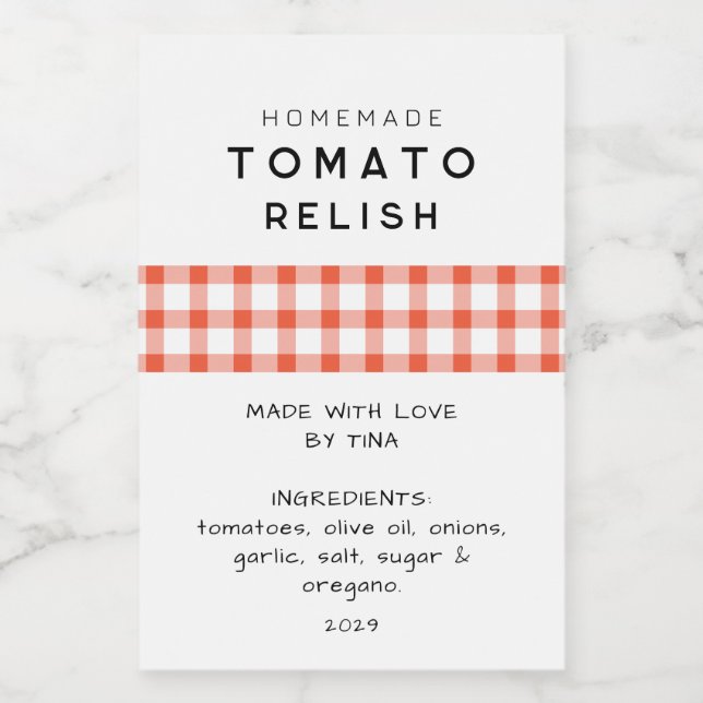 Etiqueta de Salsa de Tomate Casera Editable (Etiqueta única)