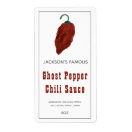 Etiqueta de Salsa Picante Casera de Chile Fantasma