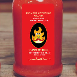 Etiqueta de Salsa Picante Casera Flamante Personal