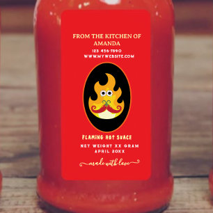 Etiqueta de Salsa Picante Casera Flamante Personal