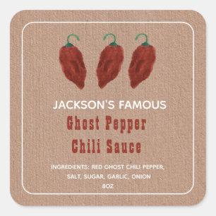 Etiqueta de Salsa Picante Casera Salsa de Chili Gh