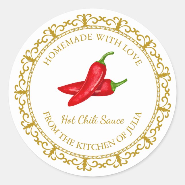 Etiqueta de salsas de chile caliente caseras de vi (Anverso)