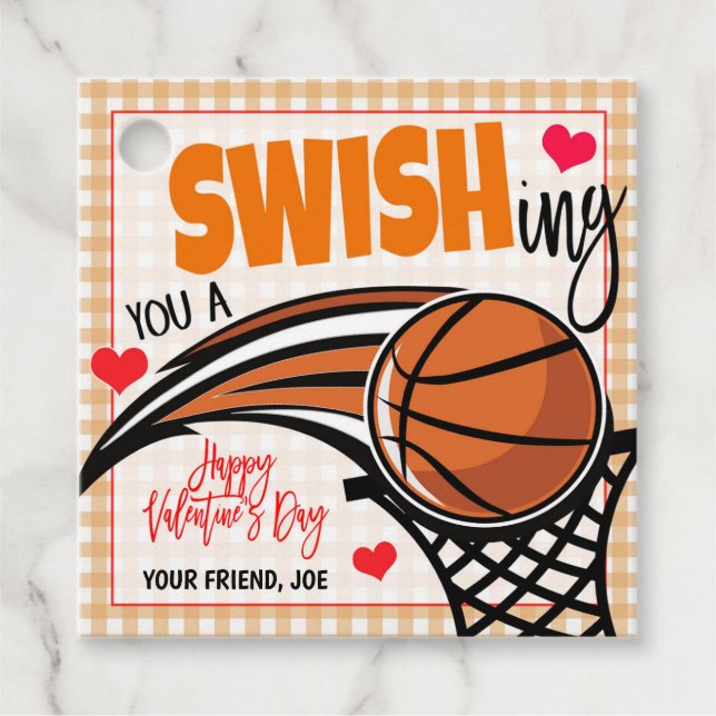 Etiqueta de San Valentín de baloncesto (Anverso)