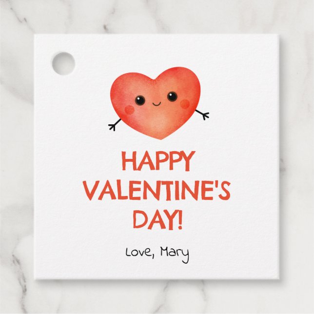 Etiqueta de San Valentín de corazón rojo (Anverso)