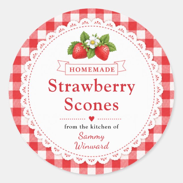 Etiqueta de scones caseros de fresa (Anverso)