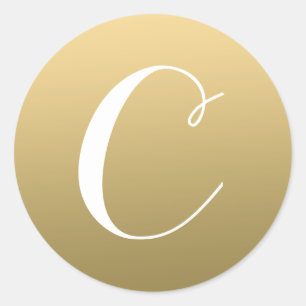 Etiqueta de script inicial de monograma dorado