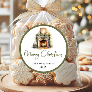 Etiqueta de sello adhesivo de Navidad con apellido