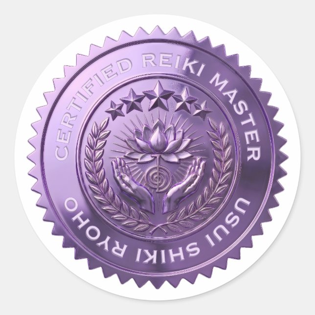 Etiqueta de sello de maestro de Reiki de papel de  (Anverso)