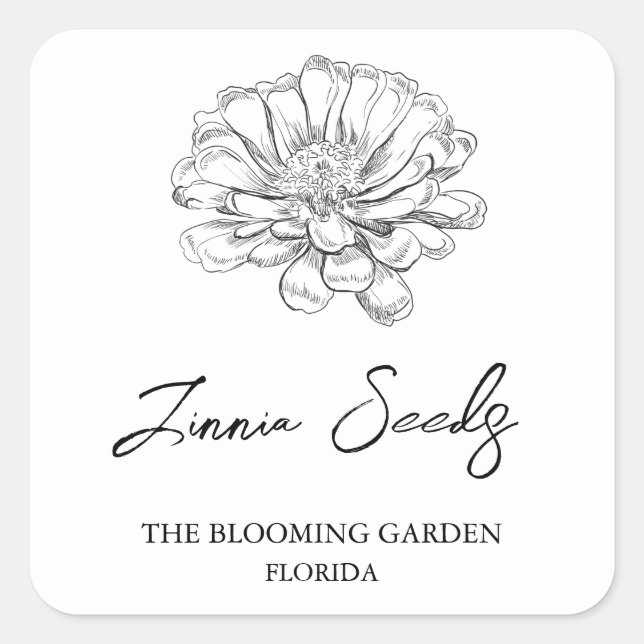 Etiqueta de semillas de Zinnia (Anverso)