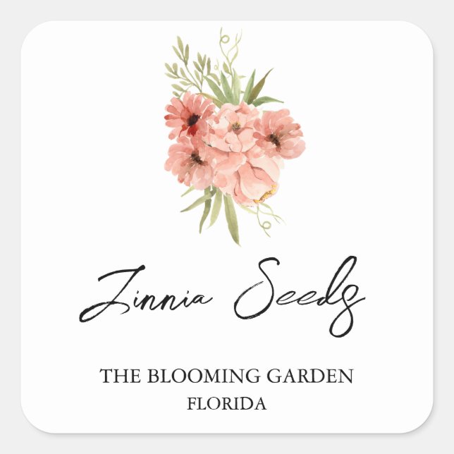 Etiqueta de semillas de Zinnia (Anverso)