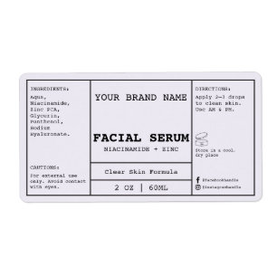 Etiqueta de Sérum Facial Cosmético de Lavanda 2 oz