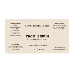 Etiqueta de Sérum Facial Minimal Beige Cosmético 2
