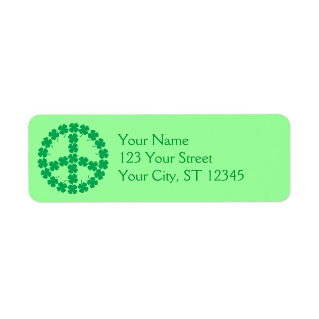 Etiqueta de signo de paz de Shamrock (Frente)