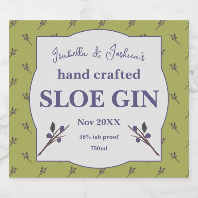 Etiqueta de Sloe Gin casera (Etiqueta única)