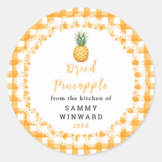 Etiqueta de Snack de Piña Seca Casera (Anverso)