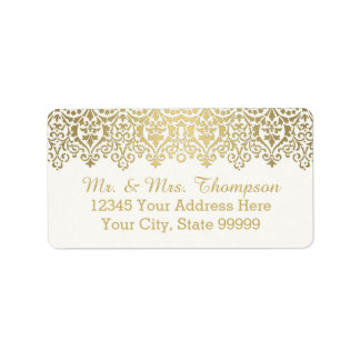 Etiqueta de sobre boda Vintage Golden Lace Elegant