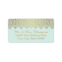 Etiqueta de sobre boda Vintage Golden Lace Elegant