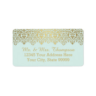 Etiqueta de sobre boda Vintage Golden Lace Elegant