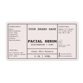 Etiqueta de suero facial rosa sonrojado 2 oz. Cosm