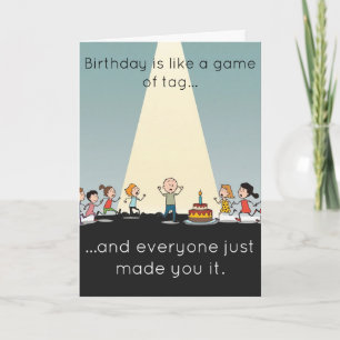 Etiqueta de tarjeta de broma de cumpleaños diverti