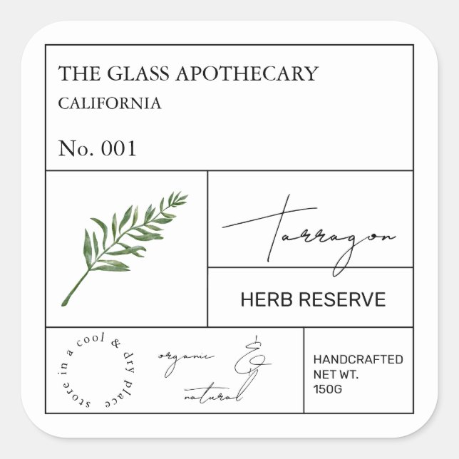 Etiqueta de Tarragón apotecario (Anverso)