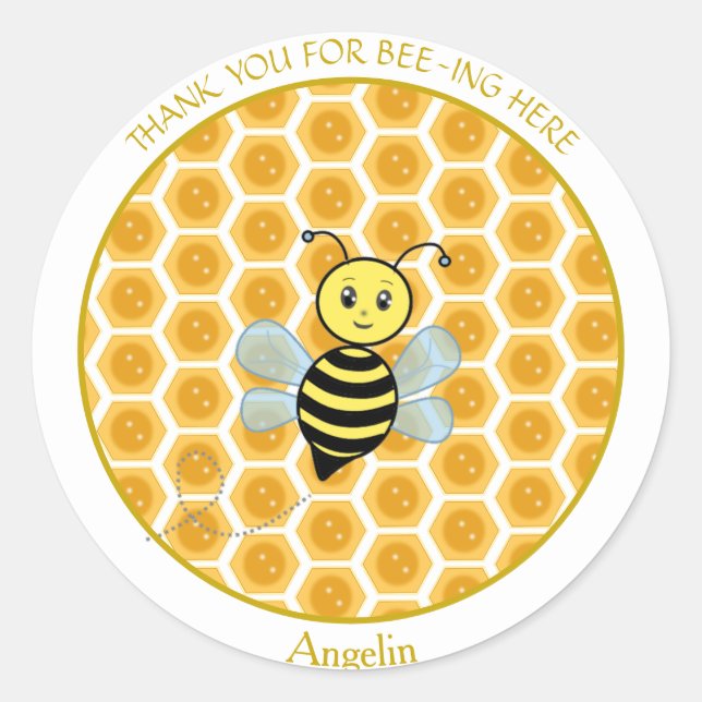 Etiqueta de tarro de abeja melífera & Agradecimien (Anverso)