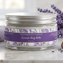 Etiqueta de tarro de cosméticos de flores de lavan