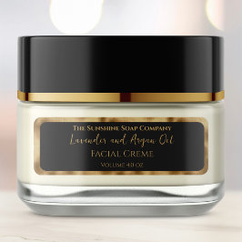 Etiqueta de tarro de cosméticos de lujo negro y do