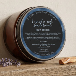 Etiqueta de tarro de cosméticos negro y azul con i