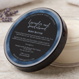 Etiqueta de tarro de cosméticos negro y azul con i