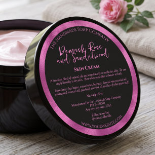 Etiqueta de tarro de cosméticos negro y fucsia con
