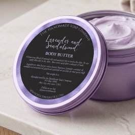 Etiqueta de tarro de cosméticos negro y púrpura co