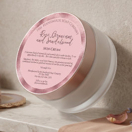 Etiqueta de tarro de cosméticos rosa con ingredien
