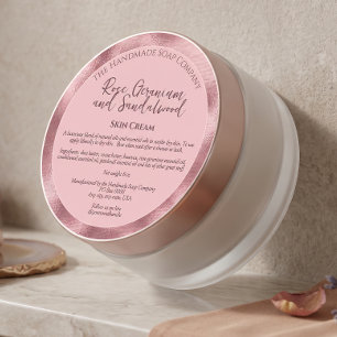 Etiqueta de tarro de cosméticos rosa con ingredien