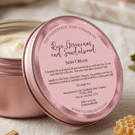 Etiqueta de tarro de cosméticos rosa con ingredien