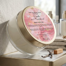 Etiqueta de tarro de cosméticos rosa jaspeado y do