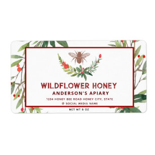 Etiqueta de tarro de la rama de la miel de vacacio