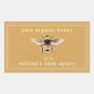 Etiqueta de Tarro de Miel Colmena de Abejas Amaril