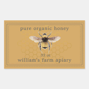 Etiqueta de Tarro de Miel Colmena de Abejas Amaril