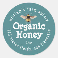 Etiqueta de Tarro de Miel Colmena de Abejas Azul V
