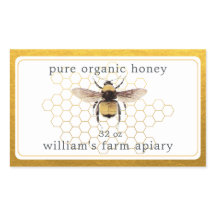 Etiqueta de Tarro de Miel Colmena de Abejas Dorado
