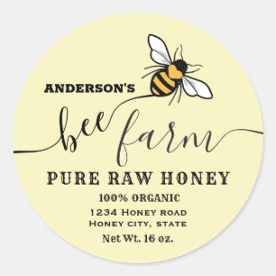 Etiqueta de tarro de miel de abeja de granja de ab