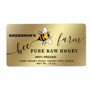 Etiqueta de tarro de miel de abeja de granja de ab