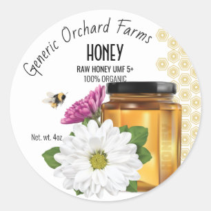 Etiqueta de tarro de miel de abeja melífera