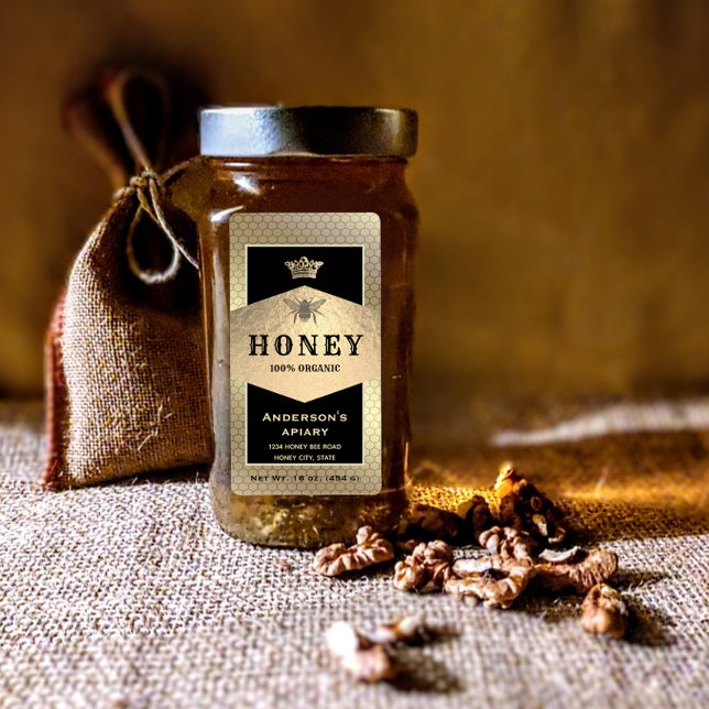 Etiqueta de tarro de miel de abeja reina de estilo (Subido por el creador)