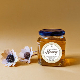 Etiqueta de tarro de miel de abeja rústica vintage