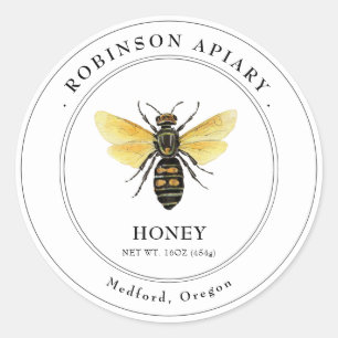 Etiqueta de tarro de miel de abeja vintage