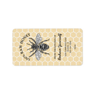 Etiqueta de tarro de miel de abeja vintage